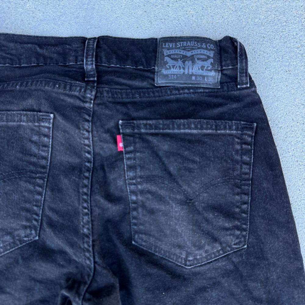 Levi's 514‎ Men 30x30 Jeans Black Straight Fit Denim Pants